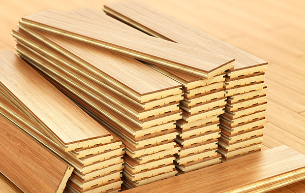 stack of engineered hardwood flooring planks