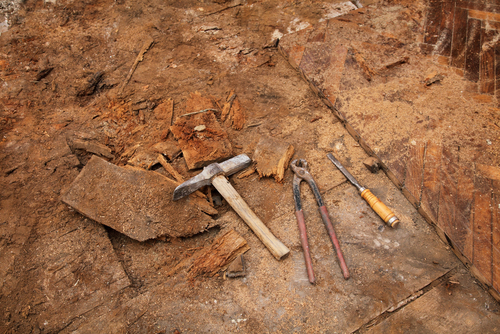 old rotten parquet floor