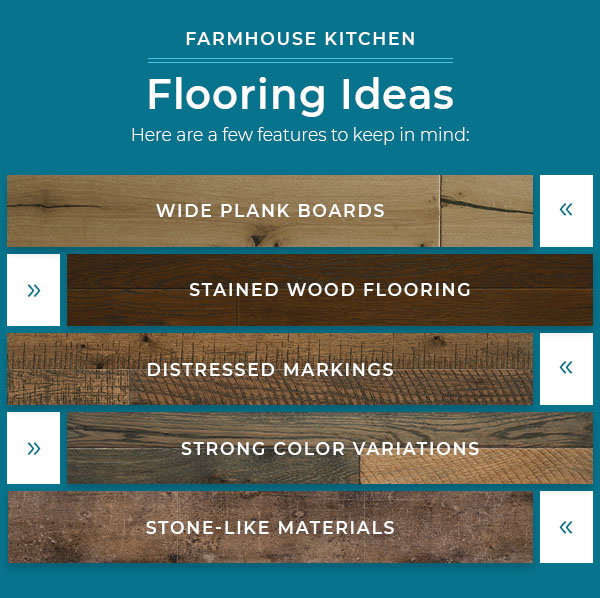 farmhouse kitchen flooring ideas graphic