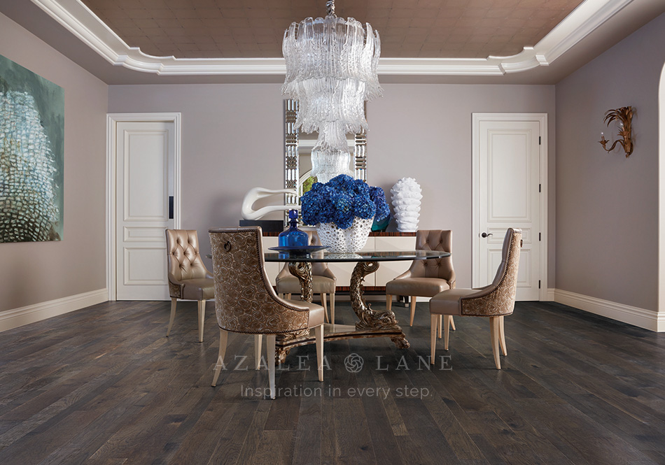 Azalea Lane Hardwood Cypress Pointe Barn Owl in formal dining room