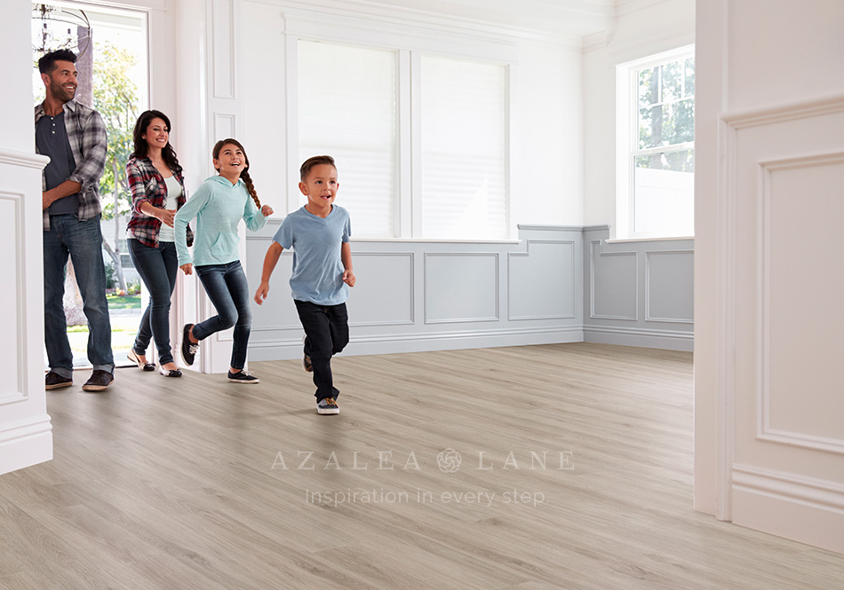 Azalea Lane Waterproof Luxury Vinyl Everglades happy family in new home