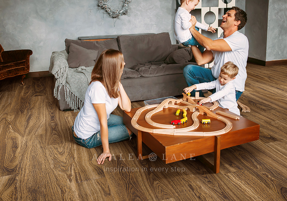 Azalea Lane Waterproof Luxury Vinyl Sequoia in family game room