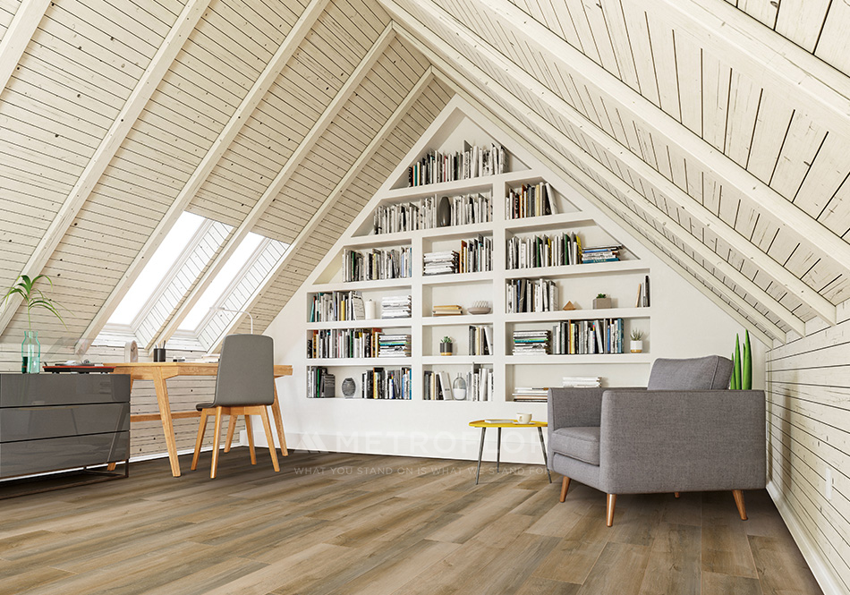 Metroflor Reserve Pergola Oak luxury vinyl in loft home office