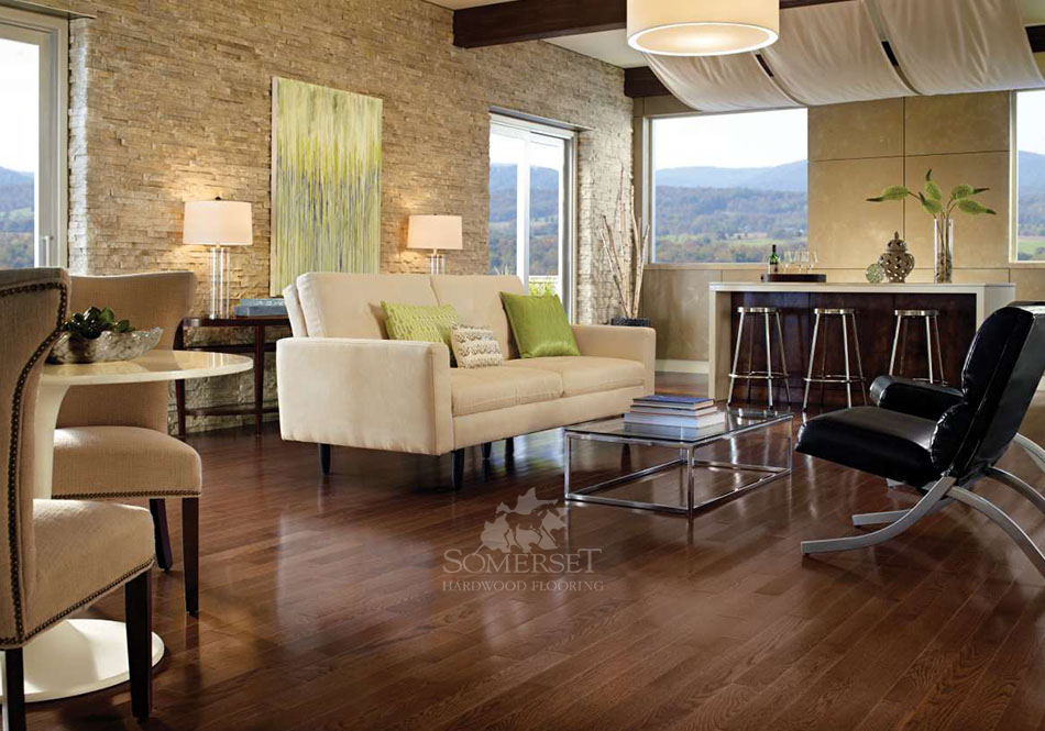 Somerset, Color Plank Engineered, Metro Brown 3 1/4&quot; Room Scene